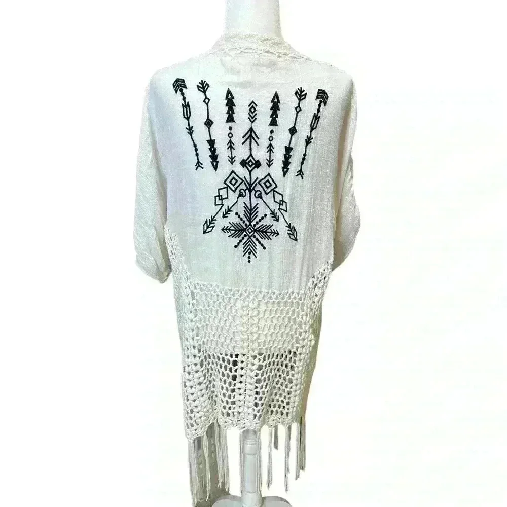 Westbound Crochet Tribal Kimono Size M